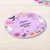 Purple Spooky One Cute Halloween 1st Birthday  Ronde Kartonnen Onderzetter (Gebogen)