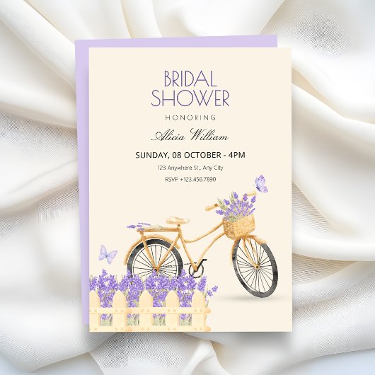 Purple spring bridal shower kaart