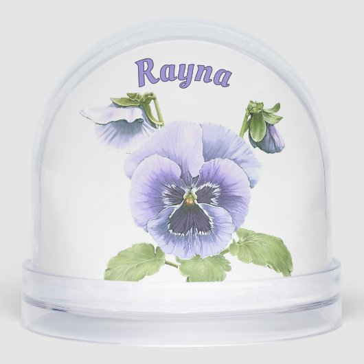 Purple Springtime Pansies Personalized Sneeuwbol (Voorkant)