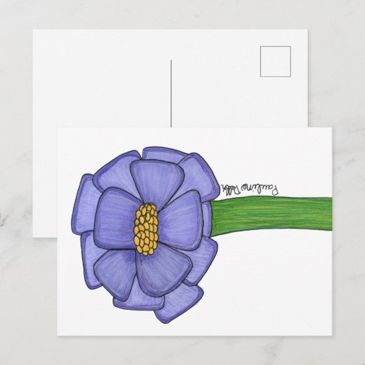 Purple Square Flower Postcard Briefkaart (Voorkant / Achterkant)