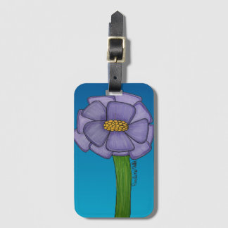 Purple Square Flower with Blue background Bagagelabel