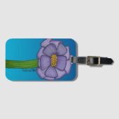 Purple Square Flower with Blue background Bagagelabel (Voorkant (horizontaal))