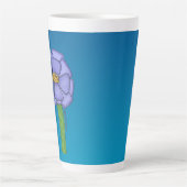 Purple Square Flower with Blue background Latte Mok (Voorkant)