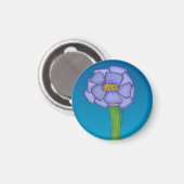 Purple Square Flower with Blue background Magneet (Voorkant / Achterkant)