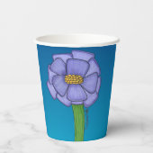 Purple Square Flower with Blue background Papieren Bekers (Achterkant)