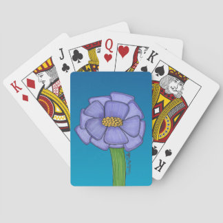 Purple Square Flower with Blue background Pokerkaarten