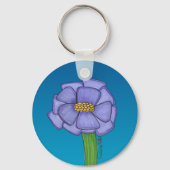 Purple Square Flower with Blue background Sleutelhanger (Voorkant)