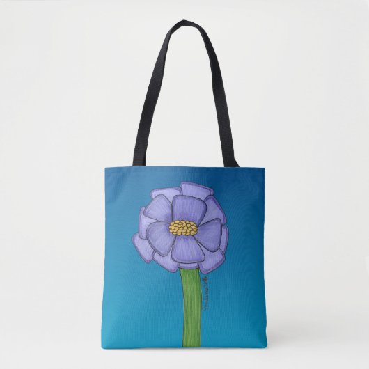 Purple Square Flower with Blue background Tote Bag (Voorkant)