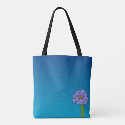 Purple Square Flower with Blue background Tote Bag (Achterkant)