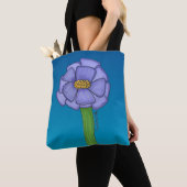 Purple Square Flower with Blue background Tote Bag (Dichtbij)