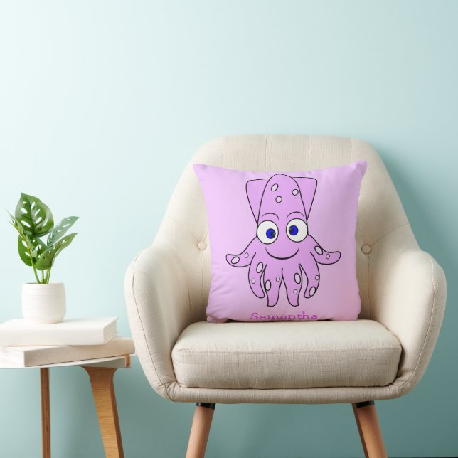 Purple Squid Design Personalised Kussen (Stoel)