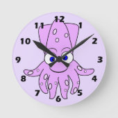 Purple Squid Design Ronde Klok (Voorkant)