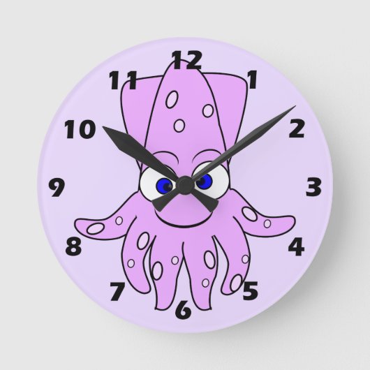 Purple Squid Design Ronde Klok (Voorkant)