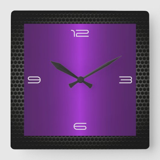 Purple Stainless Steel Modern Metal Border Vierkante Klok (Voorkant)