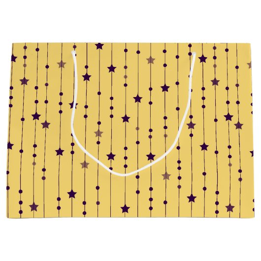 Purple Stars Yellow Pop Art Holiday Groot Cadeauzakje (Voorkant)