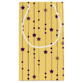 Purple Stars Yellow Pop Art Holiday Klein Cadeauzakje (Achterkant)
