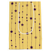Purple Stars Yellow Pop Art Holiday Medium Cadeauzakje (Achterkant)