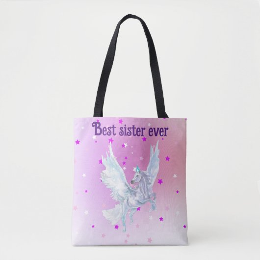 purple start Magical white unicorn Tote Bag (Voorkant)