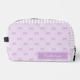 Purple Stripe Bow Pattern Coquette Cosmetic Toilettasje
