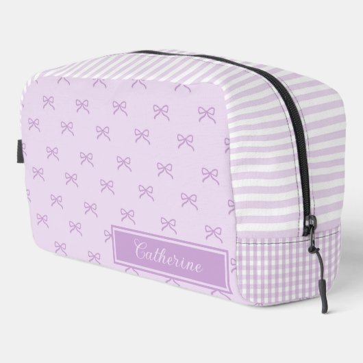 Purple Stripe Bow Pattern Coquette Cosmetic Toilettasje (Rechterhoek)