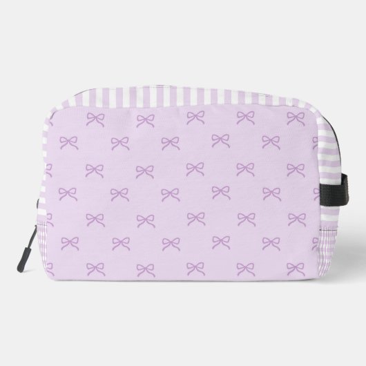 Purple Stripe Bow Pattern Coquette Cosmetic Toilettasje (Achterkant)