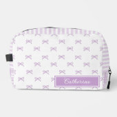 Purple Stripe Bow Pattern Coquette Cosmetic Toilettasje (Voorkant)