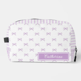 Purple Stripe Bow Pattern Coquette Cosmetic Toilettasje