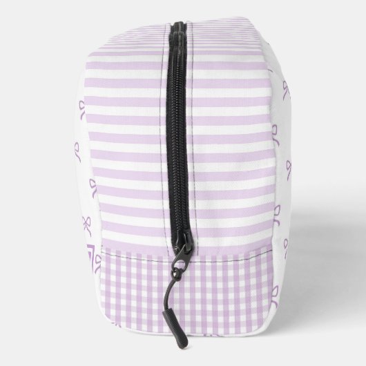 Purple Stripe Bow Pattern Coquette Cosmetic Toilettasje (Rechts)