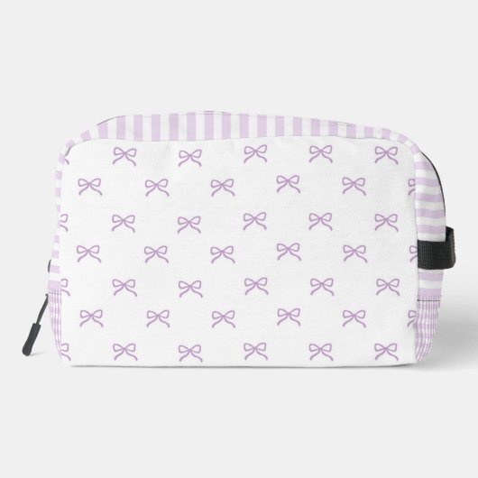 Purple Stripe Bow Pattern Coquette Cosmetic Toilettasje (Achterkant)
