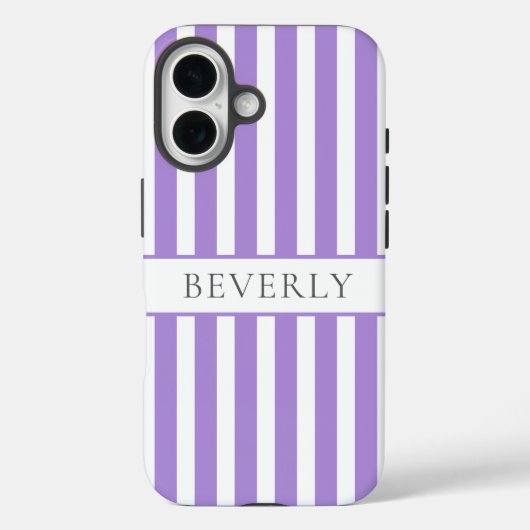 Purple striped Personalized Name  Case-Mate iPhone Case (Achterkant)