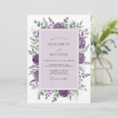 Purple Sublime Botanical Wedding Kaart (Staand voorkant)