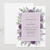 Purple Sublime Botanical Wedding Kaart (Voorkant / Achterkant)