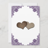 Purple Sunflower Floral Lace Rustic Wedding Save The Date (Achterkant)