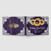 Purple Sunflower Wood Floral Lace Wedding Gastenboek (Volledig)
