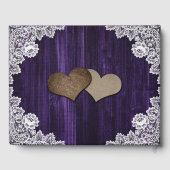 Purple Sunflower Wood Floral Lace Wedding Gastenboek (Achterkant)