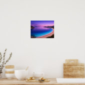 Purple Sunset Ocean Bay Poster - Vibrant Turquoise (Keuken)