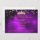 Purple Sweet 16 Birthday Diamond Tiara Carriage Kaart (Achterkant)