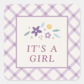 Purple Sweet Floral Baby Girl Envelope Seal Label (Voorkant)