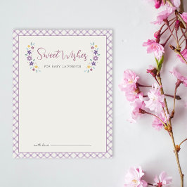 Purple Sweet Floral Wishes For Baby Shower Card  Notitiekaartje