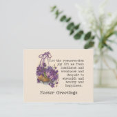 Purple Sweet Pea Basket Easter Post Card Feestdagenkaart (Staand voorkant)