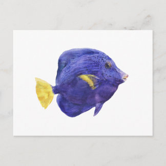 Purple Tang Fish Watercolor Illustration Briefkaart