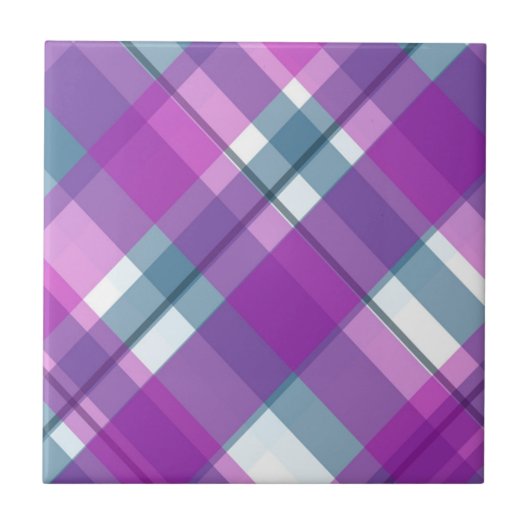 Purple Tartan Pattern Tegeltje (Voorkant)