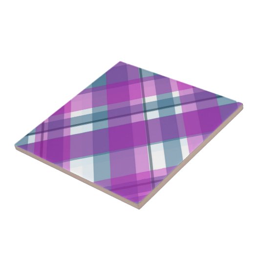 Purple Tartan Pattern Tegeltje (Zijkant)