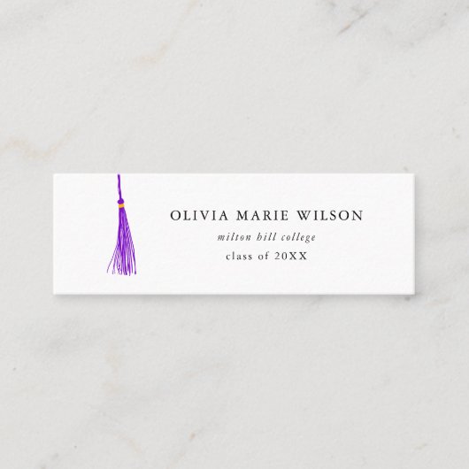 Purple Tassel Graduation Name Card Mini Visitekaartje (Voorkant)