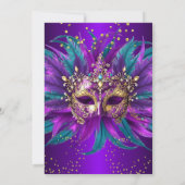 Purple Teal Blue Masks Masquerade Birthday Party Kaart (Achterkant)