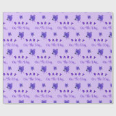 Purple Teddy Bear With Text Baby Shower Cadeaupapier (Vlak)