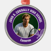 Purple Tennis Player Photo High School Christmas Metalen Ornament (Voorkant)