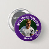 Purple Tennis Player Photo High School Spirit Ronde Button 5,7 Cm (Voorkant /achterkant)