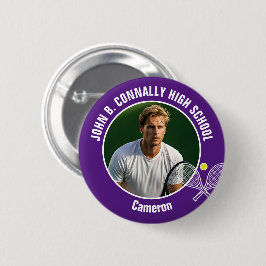 Purple Tennis Player Photo High School Spirit Ronde Button 5,7 Cm