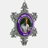 Purple Tennis Player Photo High School Spirit Tin Sneeuwvlok Ornament (Links)